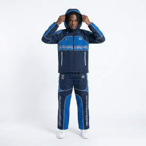 OEM Unisex 2-Piece Sweat Suit Tracksuit Hooded <b>Zip</b>-<b>Up</b> <b>Jacket</b> Nylon Track Pants Windproof Breathable Casual Sport Wear Loose Fit - Product Image 6