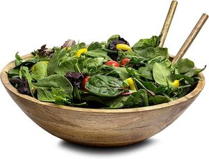 Rustic Wood Handmade Salad Bowl Eco-Friendly Dishwasher Safe Farmhouse Kitchen Natural Serving Decorative Dining - Product Image 6
