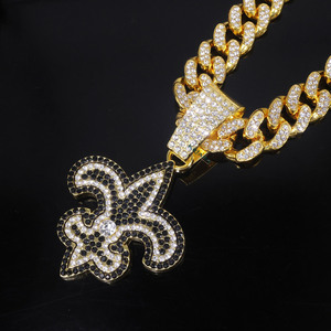 Colgante Hiphop Flor de Lis con Cristal de Laboratorio y Plata 925, Unisex, para Uso Diario - Product Image 2