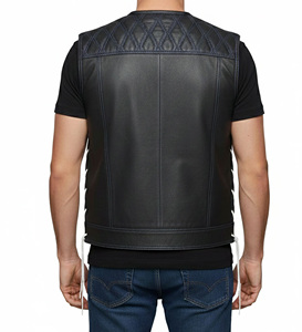 SANCHAL INTERNATIONAL OEM Custom Design High Quality Embroidery Top Grade <b>Thick</b> Cowhide Leather Woolen Breathable Fully Vest - Product Image 2