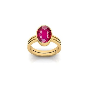 Anillo Ajustable de Cobre con Baño de Oro y Gema de Rubí Natural, Diseño Clásico Ecológico, Piedra de Nacimiento, Astrología, Rashi, Ratan - Product Image 1
