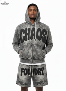Ensemble short et sweat à capuche personnalisé pour homme, style streetwear estival, 100% coton French Terry, imprimé délavé à l'acide, séchage rapide, sérigraphié - Product Image 3