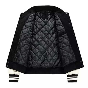 High Quality Long Sleeve Baseball <b>Jacket</b> Solid Color Black and <b>White</b> With Custom Logo Design Pocket Man <b>jacket</b> for men patchwork - Product Image 5