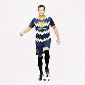 Uniforme de Fútbol para Adultos de Alta Calidad, Ligero, 100% Poliéster, con Rayas y Apliques, Camiseta y Pantalones Cortos de Fútbol - Product Image 1