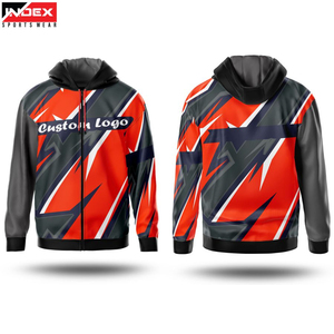 Chaqueta con Capucha y Cremallera Sublimada para Hombre, Estampado Geométrico, Transpirable, de Poliéster, Corte Deportivo, para Otoño - Product Image 1