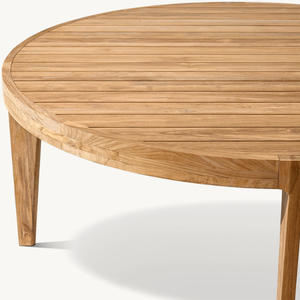Table ronde en teck écologique, au style moderne et épuré, idéale pour l'extérieur et durable. - Product Image 2