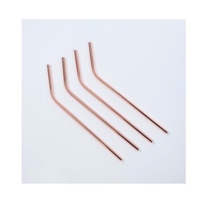 Natural Copper Drink Tubes Durable Reusable <b>Metal</b> <b>Straws</b> Perfect for Home Bar Use Smoothies Juices Mocktails and Iced Drinks - Product Image 5