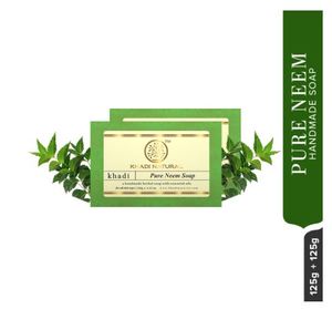 Savon au Neem Pur Naturel Khadi, 125g, Savon de Bain Herbal pour l'Acné, Savon Naturel aux Huiles Essentielles - Product Image 1