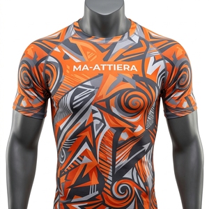<b>Men</b> Long Sleeve Compression Shirt Orange Gray Graphic Gym Fitness Running Training Sportswear Performance <b>Base</b> <b>Layer</b> - Product Image 3