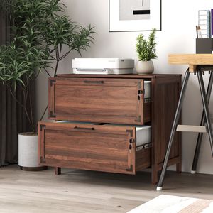Archivador de 2 Cajones Estilo Rústico con Cerradura para Oficina en Casa - Product Image 2