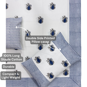 Jaipur Hand <b>Block</b> Printed Floral King Size Flat <b>Bed</b> Set 3 Pcs 100% Cotton 200TC Eco-Friendly Soft Durable Breathable Home Hotel - Product Image 4