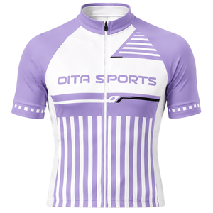 Maillot de Ciclismo Blanco Lavanda de Manga Corta con Cremallera Completa, Ligero, Transpirable, de Secado Rápido, para Ciclismo de Carretera, Entrenamiento y Deportes - Product Image 1