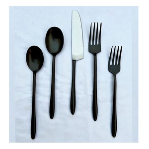 Ensemble de couverts noir fini 2026, vente chaude, fourchette, couteau, cuillère, vente en gros d'usine, service de table, argenterie - Product Image 1