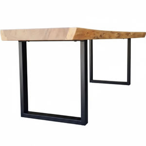 โต๊ะอาหารไม้ซัวร์ลายแปลกตาคุณภาพสูง ขอบไม้ธรรมชาติ ขาโลหะ งานฝีมือที่ยั่งยืน หน้าโต๊ะไม้แผ่นเดียว สำหรับตกแต่งบ้าน ขายส่ง - Product Image 2