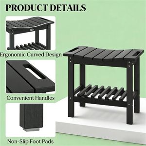 Panca Contenitore Grigio Scuro con Tavolino Laterale, Tavolino da Caffè e Panca Doccia in un Unico Design - Product Image 4