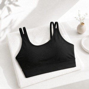 Soutien-gorge de sport sans coutures, confortable, pour yoga, col rond, coupe courte, séchage rapide, soutien-gorge de fitness, haut court sans coutures, soutien-gorge de sport noir - Product Image 5
