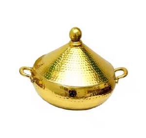 Olla de Tajín Marroquí de Lujo Chapada en Oro, Tazón de Tajín Decorativo de Metal con Tapa para Decoración de Mesa en Hoteles, Restaurantes y Hogares - Product Image 1