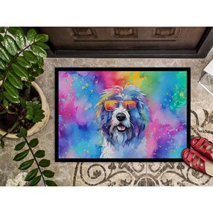 Old English Sheepdog Hippie Felpudo Antideslizante Interior/Exterior Lavable Alfombra de pila baja 24H X 36W para entrada de puerta delantera - Product Image 3
