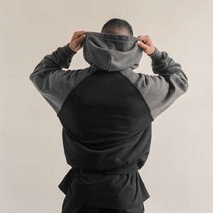 Sweat à capuche en molleton noir pour homme, 100% coton, anti-plis, coupe ample, style streetwear décontracté - Product Image 3