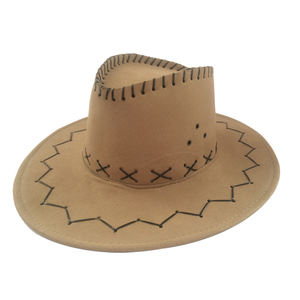 Chapeaux de cowboy américains personnalisés en cuir suédé rose uni pour hommes adultes - Product Image 4