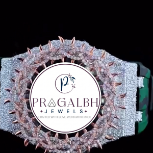 นาฬิกาเพชร Pragalbh Jewels รุ่น Iced Out Thorn Bezel หรูหรา สายสแตนเลสสตีลและยาง สำหรับผู้ชาย ผู้หญิง งานปาร์ตี้ นาฬิกาโมอิสซาไนต์ - Product Image 2