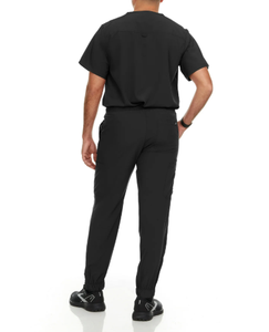 Ensemble de blouses médicales pour hommes – Haut extensible à col en V et pantalon droit avec ceinture élastique, 7 poches - Product Image 3