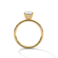 Anillo Solitario de Diamante Cultivado en Laboratorio con Corte Ovalado de Moda, Engaste de 4 Puntas, Anillo de Compromiso y Boda, Chapado en Oro de 14k, Certificado GRA