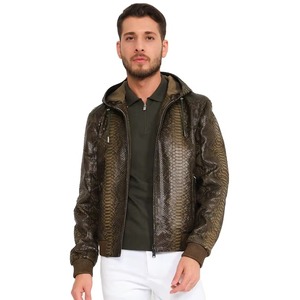 High Quality Python Pattern <b>Leather</b> <b>Jacket</b> Men Genuine Cowhide Designer OEM ODM Wholesale Sample Service Available - Product Image 6