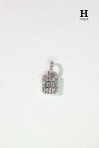 Baguette หรูหราและกลมเพชรคลัสเตอร์จี้ทอง14K เครื่องประดับที่ดี - Product Image 2