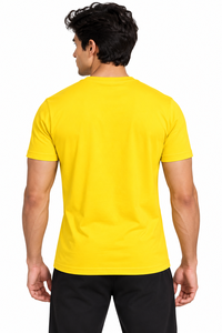 Camiseta de Manga Corta Amarilla para Hombre, 100% Algodón, Talla Grande, Lisa, con Espacio para Logotipo, Cuello Redondo, Informal - Product Image 4