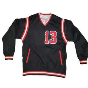 DST reversible jacket pullover v neck <b>black</b> and <b>white</b> memory jacket windbreaker jacket with trims on shoulders - Product Image 1