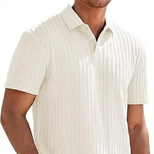 Chemise d'été pour homme 100% coton avec poche, logo frontal, décontractée, respirante, manches courtes, nouvelle collection 2026 - Product Image 1