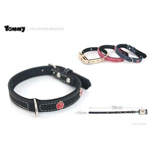 Collar para Perro Yommy de 56cm Negro con Huella de Pata Roja - Product Image 3