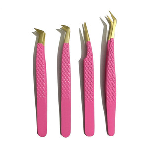 Pinzas Profesionales Rosas para Extensión de Pestañas de Volumen, Removedor de Cutículas, Herramientas de Manicura y Maquillaje - Product Image 1