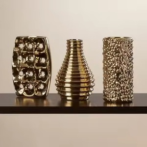 Vase décoratif moderne texturé en aluminium, pot à fleurs léger fait main, ovale, pour mariage, baptême, maison et jardin - Product Image 6