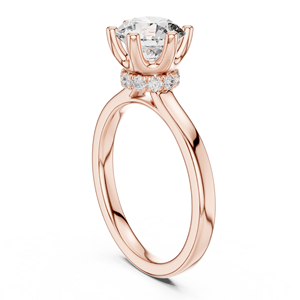 Anillo de Compromiso Art Deco con Moissanita de Corte Redondo del Proyecto Vinson, Halo Oculto, Base de Seis Puntas, Chapado en Oro de 18K, Certificado GRA - Product Image 3