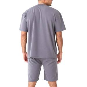 Ensemble deux pièces pour homme de haute qualité, décontracté, respirant, tricoté, personnalisable, t-shirt à manches courtes et short en coton et polyester - Product Image 5