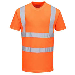Camiseta de Trabajo de Alta Visibilidad con Franjas Reflectantes, Ropa de Trabajo de Seguridad para la Construcción, Manga Corta - Product Image 1