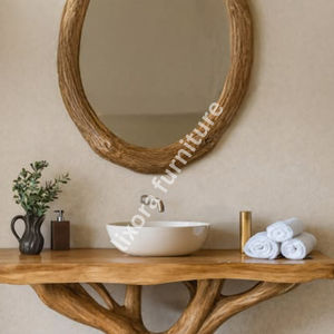 Luxury Handcrafted Modern Durable Tree Trunk Root Vanity Base Solid Wood Artistic Bathroom <b>Console</b> Natural Decor - Product Image 2