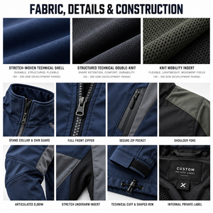 Vestes de sport à manches longues pour hommes - Noir, marine, gris et six autres couleurs - Fabricant de vêtements de sport et d'articles de plein air - Product Image 4