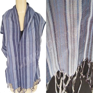 Striped Yarn Dyed Women's <b>Shawl</b> Lightweight Casual Blue White Long Scarf All Seasons Daily Wear - Product Image 4
