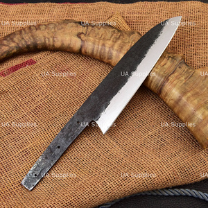 Hand Forged Carbon Steel Kitchen Knife Blank <b>Drop</b> Point Straight <b>Back</b> Bevel Edge 0.5mm Thickness Wood Handle OEM DIY Project - Product Image 2