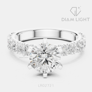 Bague de mariage en or blanc 14 carats avec diamant de laboratoire certifié IGI, taille ronde 1,54 carat, bijou raffiné, cadeau pour fiançailles, mariage ou anniversaire - Product Image 1