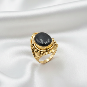Natural Nuummite Gemstone <b>Ring</b> 925 Sterling Silver Rose Gold Yellow Gold Plated Vintage Handmade <b>Statement</b> Jewelry Gift for Men - Product Image 5