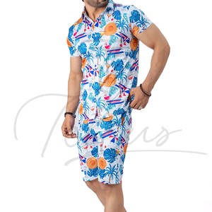 Conjunto de Dos Piezas de Verano 2024 de Alta Calidad, Pantalones Cortos de Playa para Hombre y Camisa Casual con Estampado Completo, Traje de Playa Transpirable para Hombre - Product Image 3