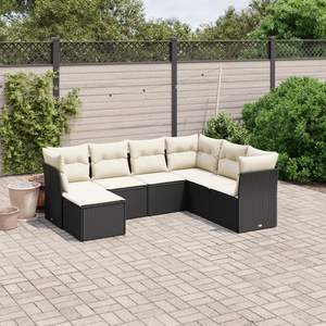 Set di Divani Modulari da Giardino di Medie Dimensioni in Rattan PE Nero e Acciaio, Arredamento da Patio - Product Image 1