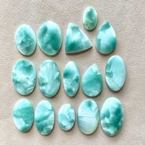 หินเฮมิมอร์ไฟต์สีน้ำเงินธรรมชาติทรงคาโบชองแบบแบนสำหรับงานเครื่องประดับ หินคาโบชองสำหรับงานลวดพันและงานเครื่องประดับ - Product Image 3
