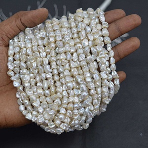 Perles d'eau douce naturelles blanches de 6 mm, 8 mm, 10 mm, perles fantaisie irrégulières, brins, pierres précieuses certifiées IGI, bijoux, cadeaux de Noël, bricolage - Product Image 1