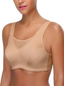 Women Yoga Sports Bra Scoop Neck Racerback Medium Support Breathable <b>Mesh</b> Seamless Solid Color Workout <b>Top</b> - Product Image 6