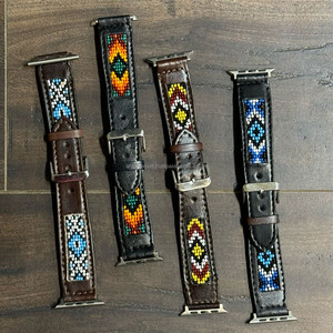 Wholesale OEM Custom Luxury Genuine Leather Beaded Band <b>Watch</b> Quick Release Vintage Cowhide Leather <b>Watch</b> <b>Straps</b> for Smart <b>Watch</b> - Product Image 5
